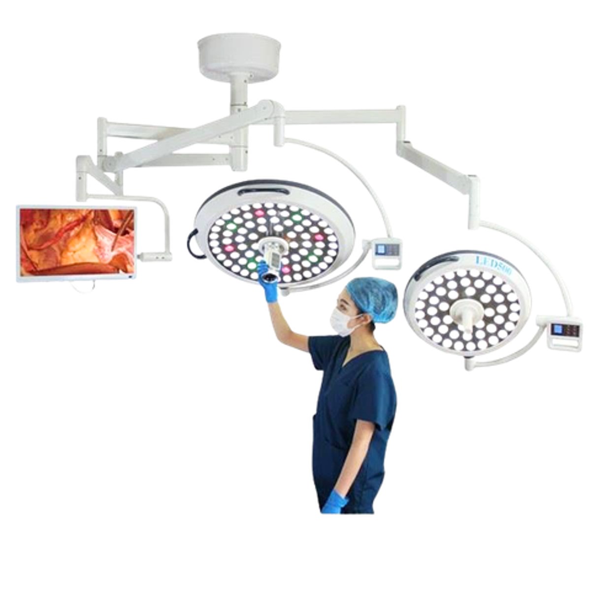 Lampu Operasi Double Ceiling dengan Kamera & Monitor